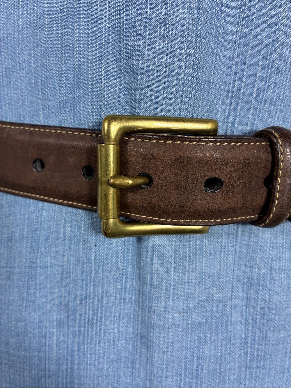 Jos. A. Bank Mens Brown Leather Belt Sz 36 with Solid Brass Buckle